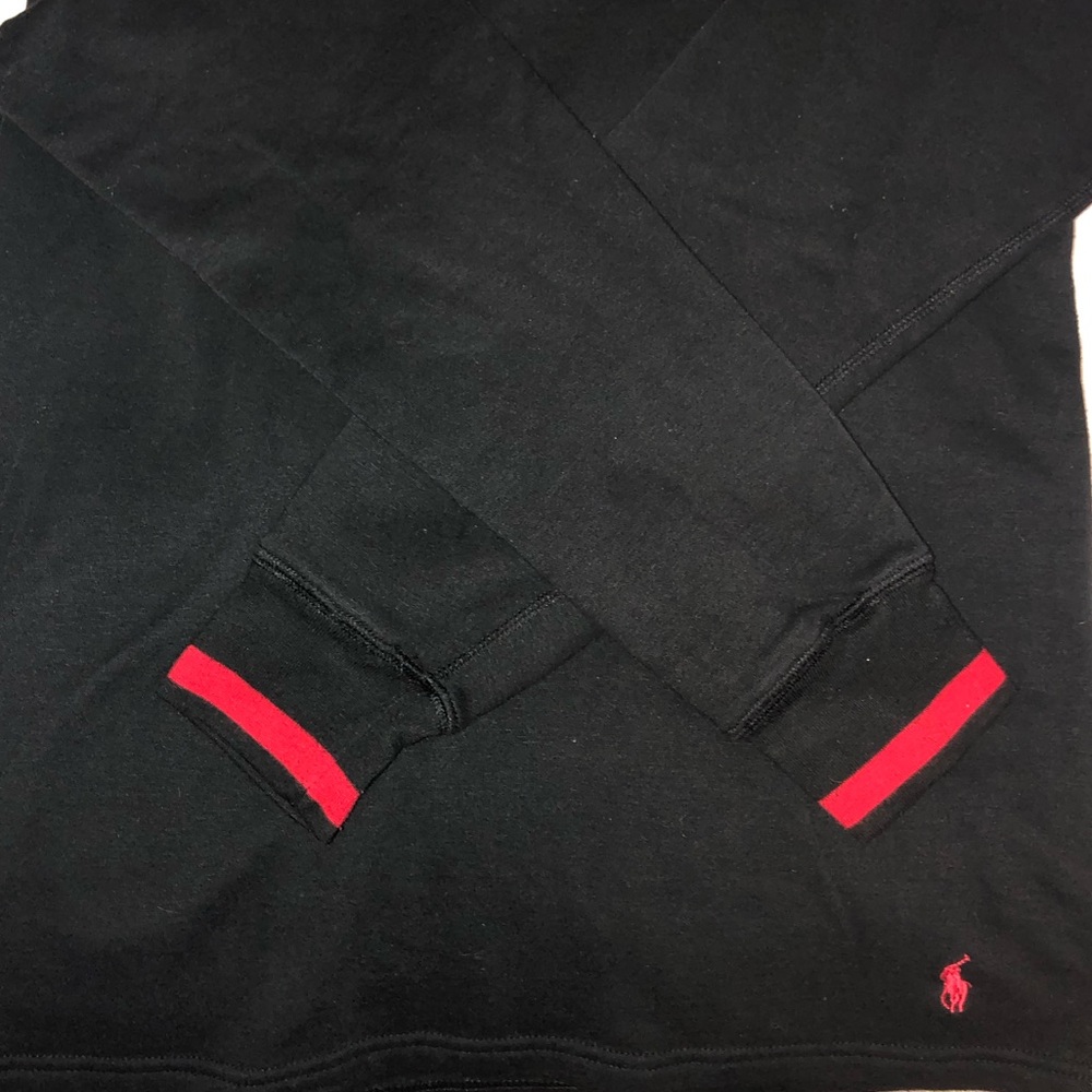 POLO crew neck long sleeve black with red detail